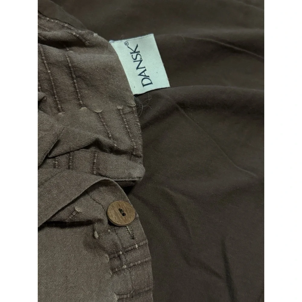 Dansk Full Queen Duvet Cover & 2 Shams Cocoa Brown Cotton Textured Grid VTG